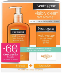 Set Gel de curatare faciala 200 ml + Crema hidratanta pentru ten 50 ml Neutrogena Visibly Clear Spot Proofing 