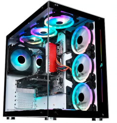 Carcasa acvariu 1STPLAYER SP8 Middle Tower Fara sursa Alb-Negru 7 ARGB Fans + Controller Gaming 