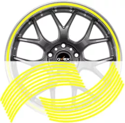 Set 16 inele din autocolant pentru jante culoare Galben Lucios 