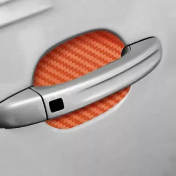 Set 4 bucati protectie zgarieturi manere usa din autocolant carbon 3D Orange 