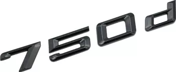 Emblema 750d Negru lucios spate portbagaj BMW 