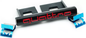 Emblema Quattro grila fata Audi negru cu rosu 