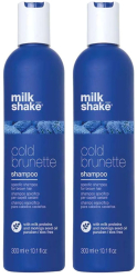 Pachet pentru neutralizarea tonurilor de rosu portocaliu si galben Milk Shake Cold Brunette 2 x Sampon 300ml 