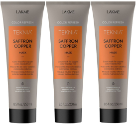 Pachet pentru parul vopsit aramiu Lakme Saffron Copper 3 x Tratament 250ml 