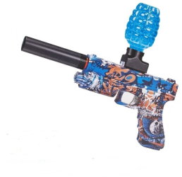 Pistol automat cu bile de gel cu ochelari de protectie incarcare USB albastru/maro Vivo CZ07-5 