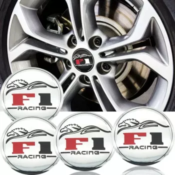 Set 4 buc. ornament central janta model F1 Chrome diametru 5cm 