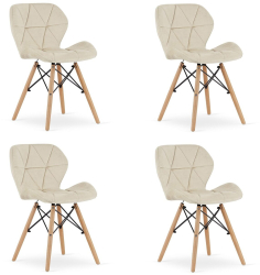 Set 4 scaune stil scandinav Artool Lago catifea lemn bej 47x52x74 cm 