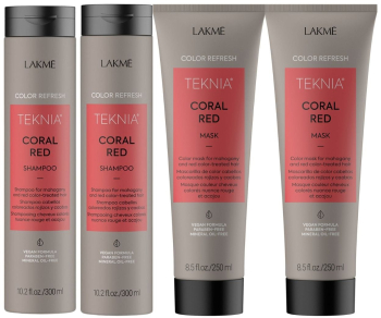 Set pentru parul vopsit rosu Lakme Coral Red 2 x Sampon 300ml + 2 x Tratament 250ml 