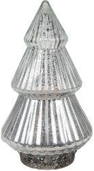 Brad Craciun sticla metal argintiu cu led 13x23 cm 