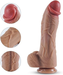 Dildo/Vibrator Realistc Functii de Impingere Incalzire Control la Distanta Rezistent la Apa cu Ventuza din Silicon