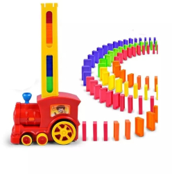 Joc domino cu locomotiva joc de sunete si lumini 80 de piese Gonga® Rosu 