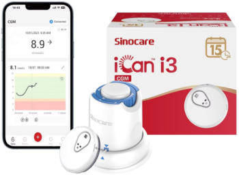 Sistem de monitorizare continua a glucozei Sinocare iCan 3 conectivitate Bluetooth autonomie 15 zile alb 32x5.7mm
