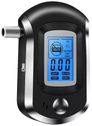 Aparat Tester Alcool de buzunar SIKS Afisaj LCD Avertizare sonora Analiza Rapida Etilotest Negru