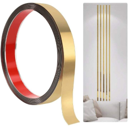 Banda Decorativa Autoadeziva EDAR Din Otel Inoxidabil Nichelat Dimensiune 200 x 1 cm Tip Rola Autocolant Pentru Design Perete Tavan Pode 