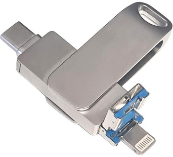 Stick Memorie SIKS Din Metal 4 In 1 1 TB Cu USB 3.0 Type-C USB C Si Lightning Rotativ 360 Waterproof Compatibil Cu Telefon/Dispoziti 
