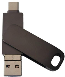 Stick Memorie SIKS Din Metal 4 In 1 Capacitate 128 GB Cu USB 3.0 Type-C USB C Si Lightning Rotativ 360 Waterproof Compatibil Cu Tele 