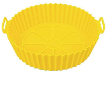Tava De Protectie Din Silicon SIKS Pentru Air Fryer Universala Pentru Friteuza Prajit Copt Reutilizabila Rotunda 16 x 18 x 5 cm Galb 