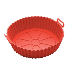 Tava De Protectie Din Silicon SIKS Pentru Air Fryer Universala Pentru Friteuza Prajit Copt Reutilizabila Rosu 
