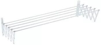 Uscator De Rufe Metalic Extensibil SIKS Cu Fixare In Perete Pliabil 5 Bare 90 cm Capacitate De Uscare 4.5 metri Ideal Balcon Alb 