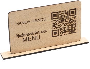 Meniu Digital din lemn HH979 cu QR Code Personalizat pentru Comanda in Restaurant 15x8.5 cm