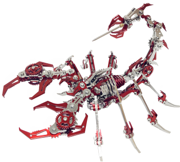Puzzle mecanic 3D HAWIRE DJD-009 Model scorpion DYI Metalic 420 piese 18X17X11cm Rosu 