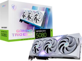 Placa video MSI Gaming Trio OC White NVIDIA GeForce RTX 5080 16GB GDDR7 256 bit DLSS 4 
