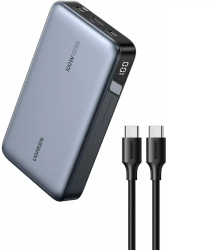 Baterie externa Ugreen Nexode 20.000 mAh 100W 2x USB-C 1x USB-A Digital display cablu USB-C inclus Gri 