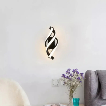 Aplica LED Ray 20W Ondulata Lumina Rece Calda Neutra Metal si SIlicon Negru