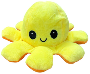 Caracatita reversibila din plus cu doua emotii cu LED galben/portocaliu 20 x 8 cm Vivo OCTOPUS-YELLOW/ORANGE 