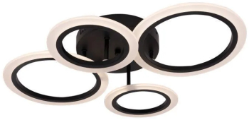Lustra LED cu Telecomanda Nathaniel 4 Cercuri 44W Lumina Rece Calda Neutra Dimabila Negru