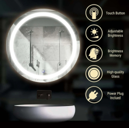 Oglinda LED Touch Avto Lumina Rece 6000K 70x70cm 