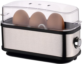 Producator de oua Elite EBS-3-1247 210W Pentru 3 oua Indicator sonor Pahar de masura Otel inoxidabil 