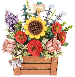 Puzzle 3D Cutie de lemn cu flori Rowood 658 piese 