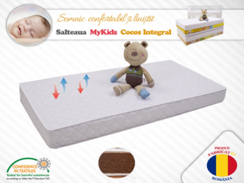 Saltea MyKids Fibra De Cocos Integral 140x70x10 Husa Microfibra Matlasata 