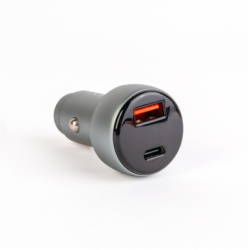 Adaptor bricheta auto cu mufa tip C PD si priza USB incarcare rapida afisaj de tensiune 48W 