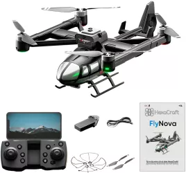 Drona pentru incepatori sau avansati HexaCraft model FlyNova tip elicopter camera duala HD evita automat obstacolele calibrare cu un si 