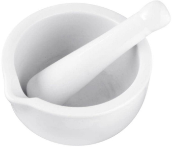 Mortar ceramic cu pistil Fackelmann 45442 11x6 cm 700 ml Jgheab de turnare Alb