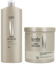 Pachet pentru par deteriorat Londa Professional Sampon Fiber Infusion 1000ml + Tratament Fiber Infusion 750ml 