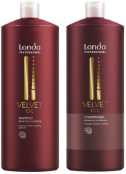 Pachet pentru par uscat Londa Professional Sampon Velvet oil 1000ml + Balsam Velvet oil 1000ml 