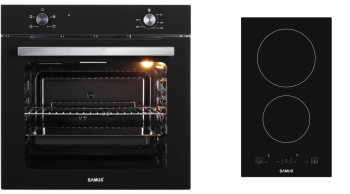 Pachet incorporabil Samus Cuptor SC621G4 Clasa A 2000W 81L + Plita vitroceramica Samus PSVE-32BG3 30 cm doua zone Negru 