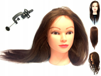 Cap de manechin de coafura feminina de antrenament 60cm par natural cu maner 
