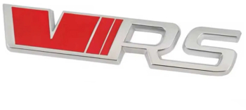 Emblema VRS spate portbagaj Skoda chrom cu rosu 