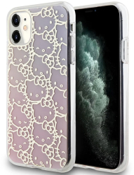 Husa pentru iPhone 11 - Hello Kitty Hardcase IML Gradient Electrop Crowded Kitty Head HKHCN61HCHPEP - Pink 
