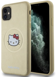 Husa pentru iPhone 11 - Hello Kitty Hardcase Leather Kitty Head MagSafe HKHMN61PGHCKD - Gold 
