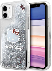 Husa pentru iPhone 11 - Hello Kitty Hardcase Liquid Glitter Charms Kitty Head HKHCN61LIKHET - Silver 