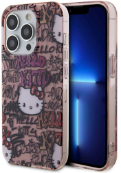 Husa pentru iPhone 13 Pro Max - Hello Kitty Hardcase IML Tags Graffiti HKHCP13XHDGPTP - Pink 