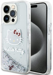 Husa pentru iPhone 13 Pro Max - Hello Kitty Hardcase Liquid Glitter Charms Kitty Head HKHCP13XLIKHET - Silver 