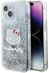 Husa pentru iPhone 14 - Hello Kitty Hardcase Liquid Glitter Charms Kitty Head HKHCP14SLIKHET - Silver 