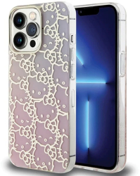 Husa pentru iPhone 14 Pro - Hello Kitty Hardcase IML Gradient Electrop Crowded Kitty Head HKHCP14LHCHPEP - Pink 