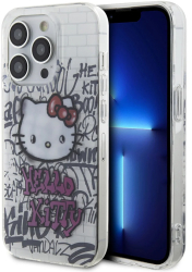Husa pentru iPhone 14 Pro Max - Hello Kitty Hardcase IML Kitty On Bricks Graffiti HKHCP14XHDGPHT - White 
